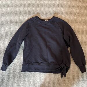 Zara Blue Tie Front Long Sleeve Hoodie